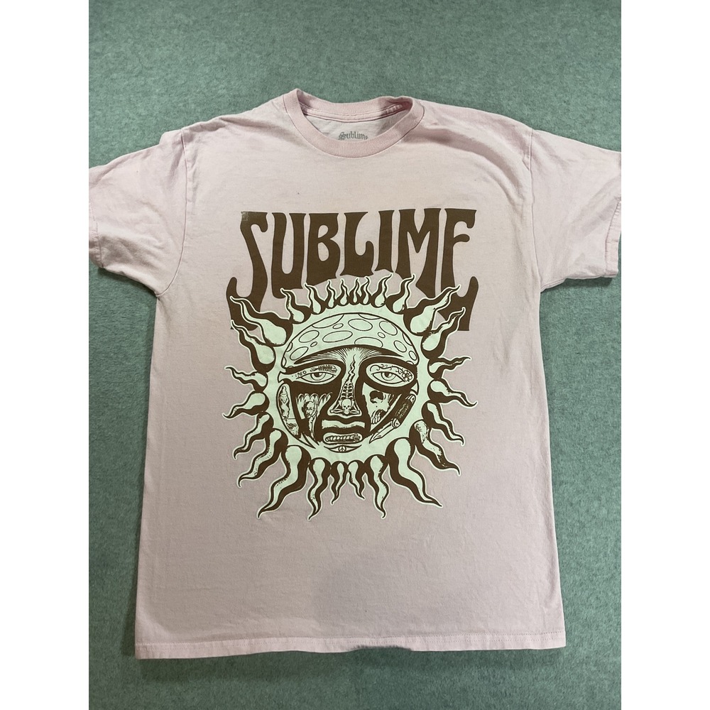 Sublime Sun Graphic T-Shirt Pink Short Sleeve Band Tee Womens Medium 2055